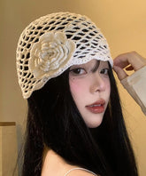 Bohemian White Hook Flower Hollow Out Boonie Hat